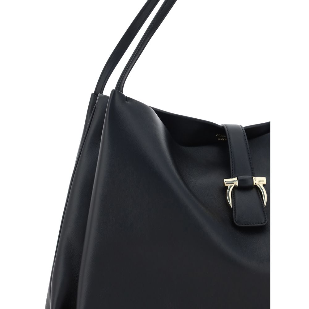 Black Calf Leather Bos Taurus Handbag Ferragamo