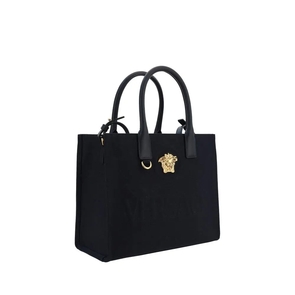 Black Cotton Shoulder Bag Versace