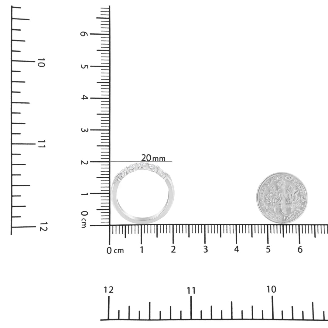 14K White Gold 1/2 cttw Diamond 5-Stone Band Ring (H-I Clarity, SI2-I1 Lime Shadow