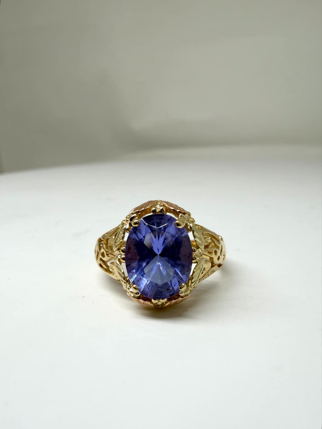 Tanzanite & two tone 10k gold size 7 ring Krystal Bouchara