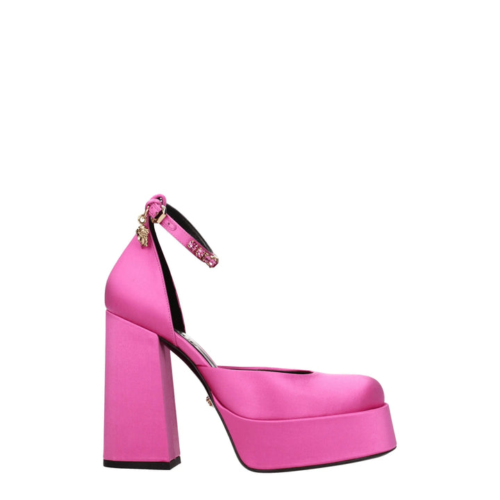 Pink Satin Platform Pumps Versace