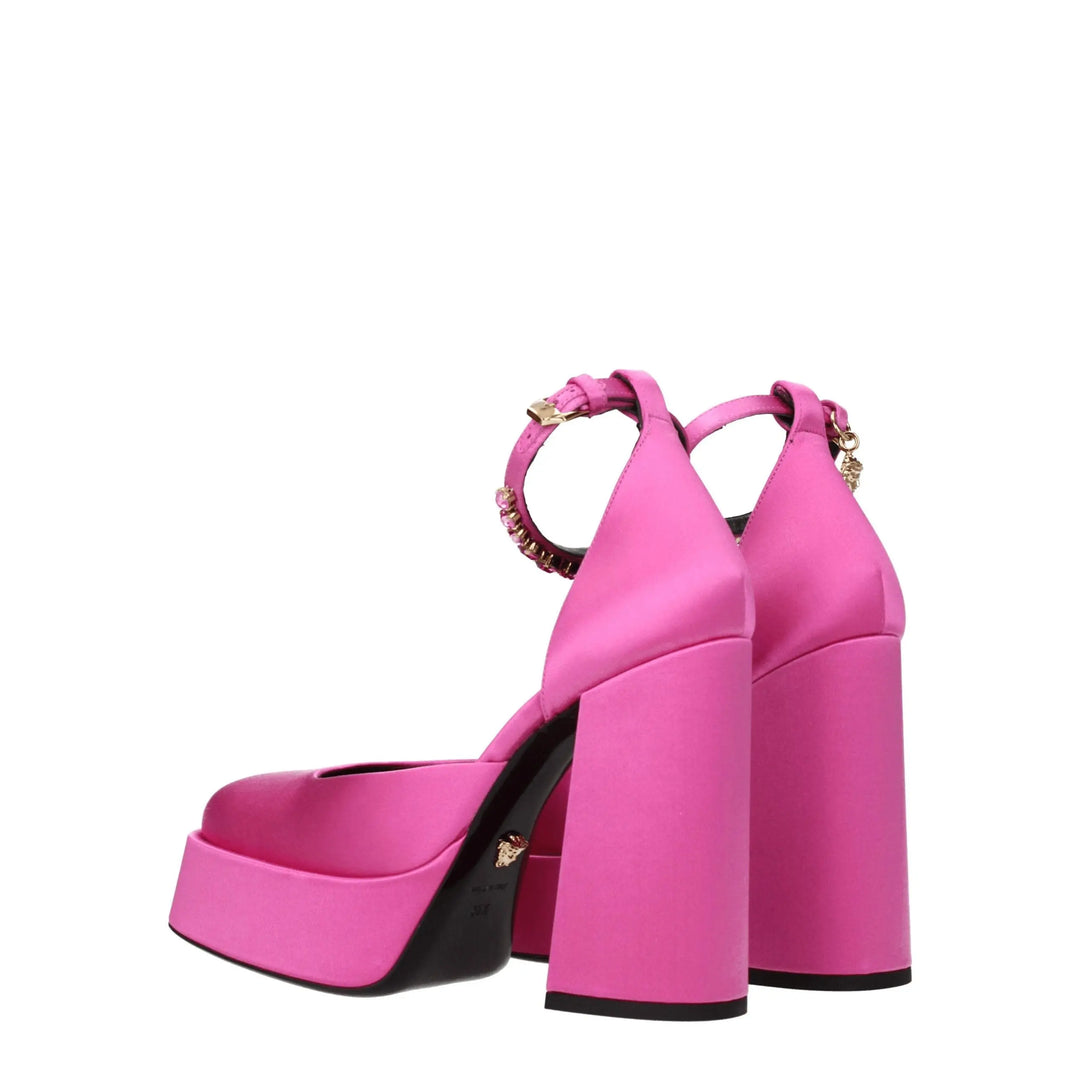 Pink Satin Platform Pumps Versace