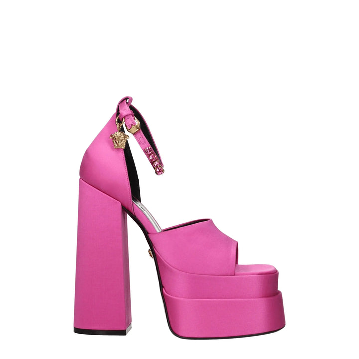 Pink Satin Platform Sandals Versace