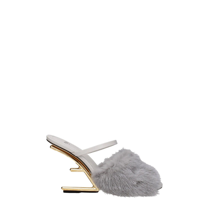 Gray Mink Slippers Fendi