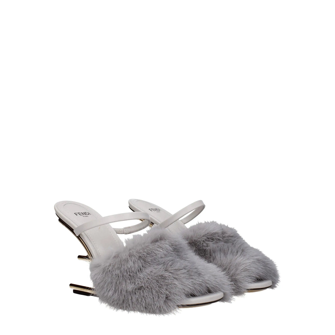 Gray Mink Slippers Fendi
