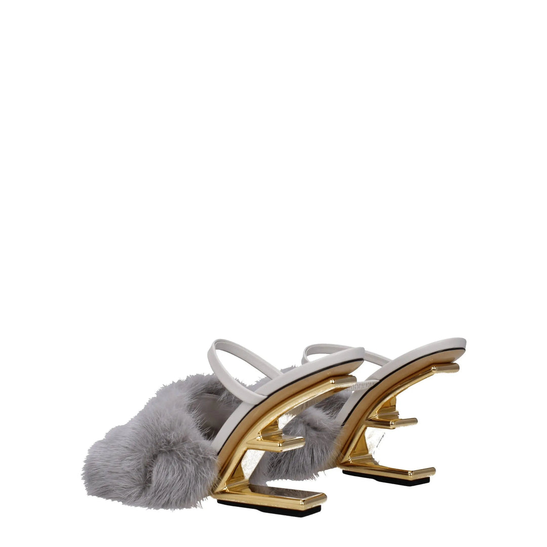 Gray Mink Slippers Fendi