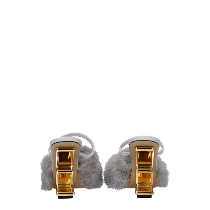 Gray Mink Slippers Fendi