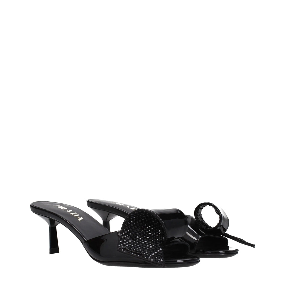 Black Leather Sandals Prada
