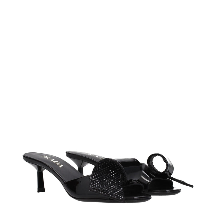 Black Leather Sandals Prada