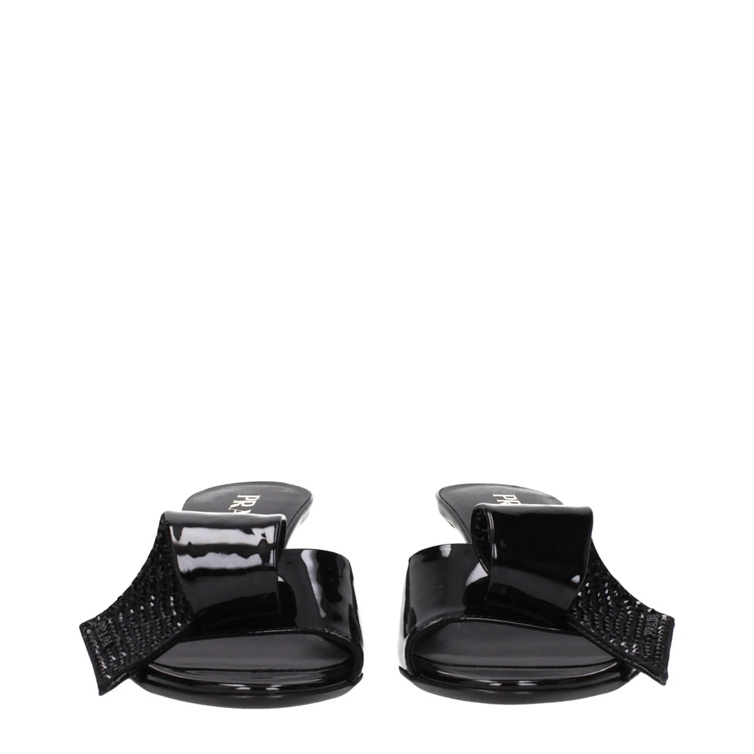 Black Leather Sandals Prada