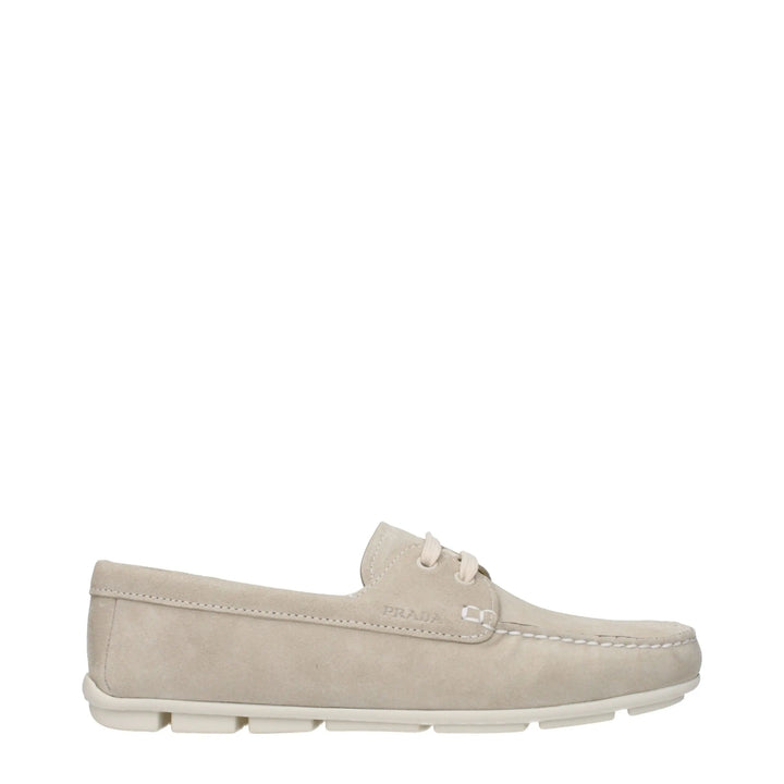 Gray Leather Slip-On Loafers Prada