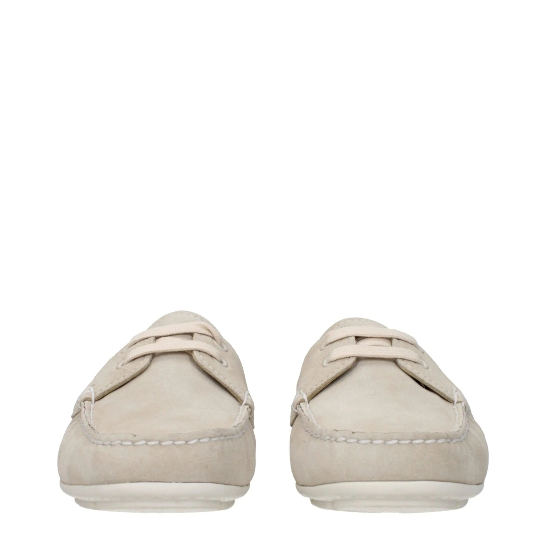 Gray Leather Slip-On Loafers Prada