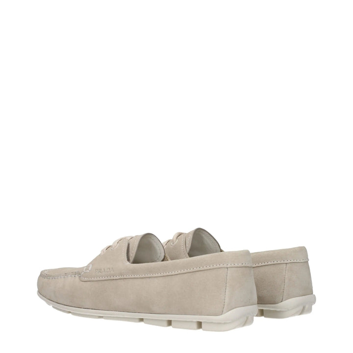 Gray Leather Slip-On Loafers Prada