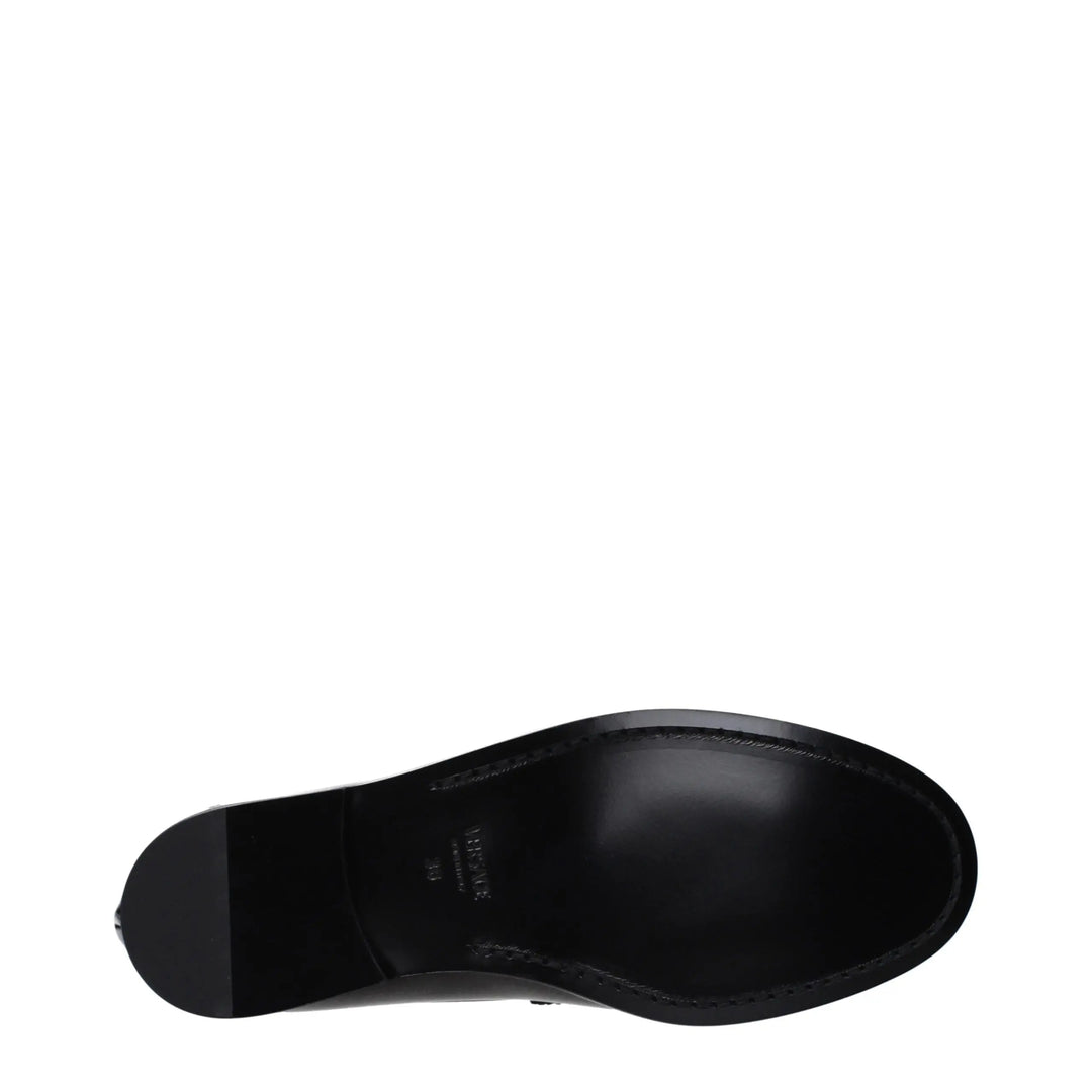 Black Leather Slip-On Loafers Versace