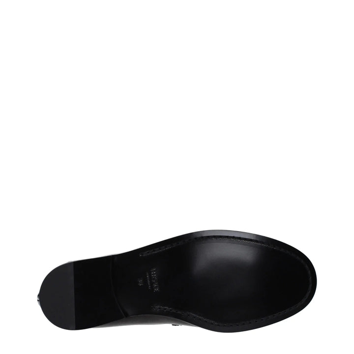 Black Leather Slip-On Loafers Versace