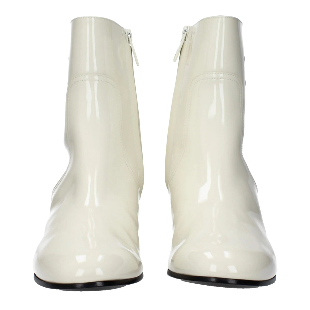 Beige Leather Ankle Boots Celine