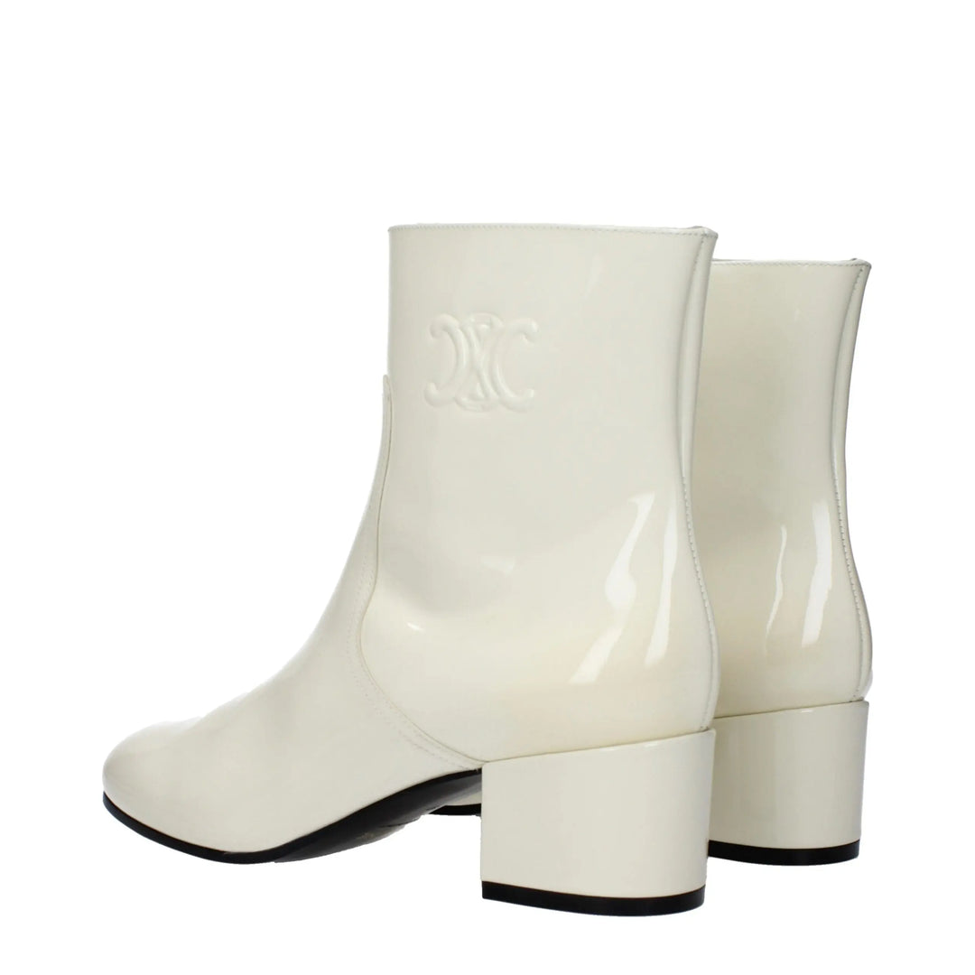 Beige Leather Ankle Boots Celine