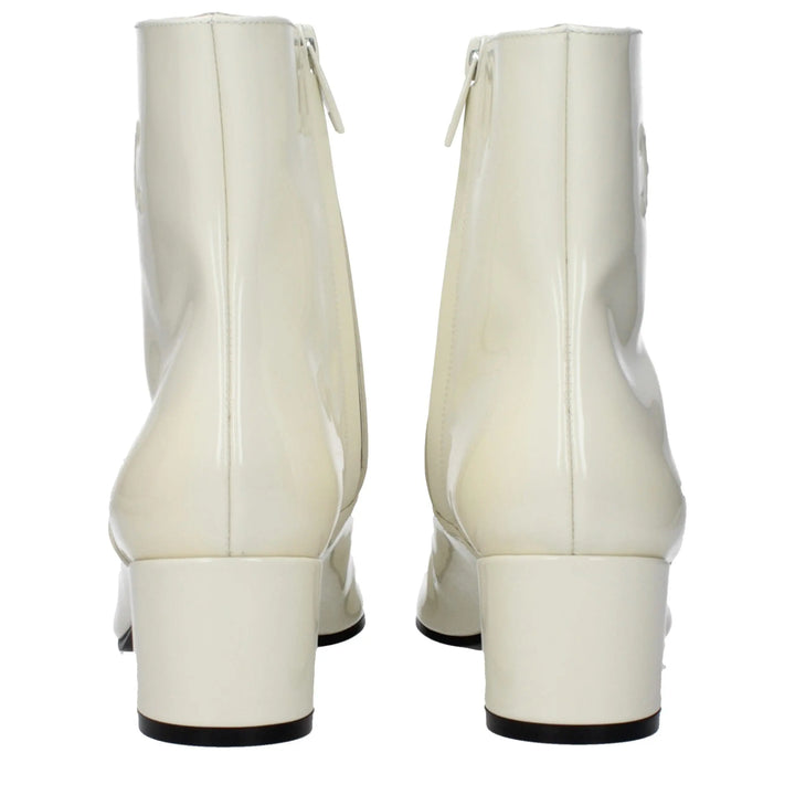 Beige Leather Ankle Boots Celine