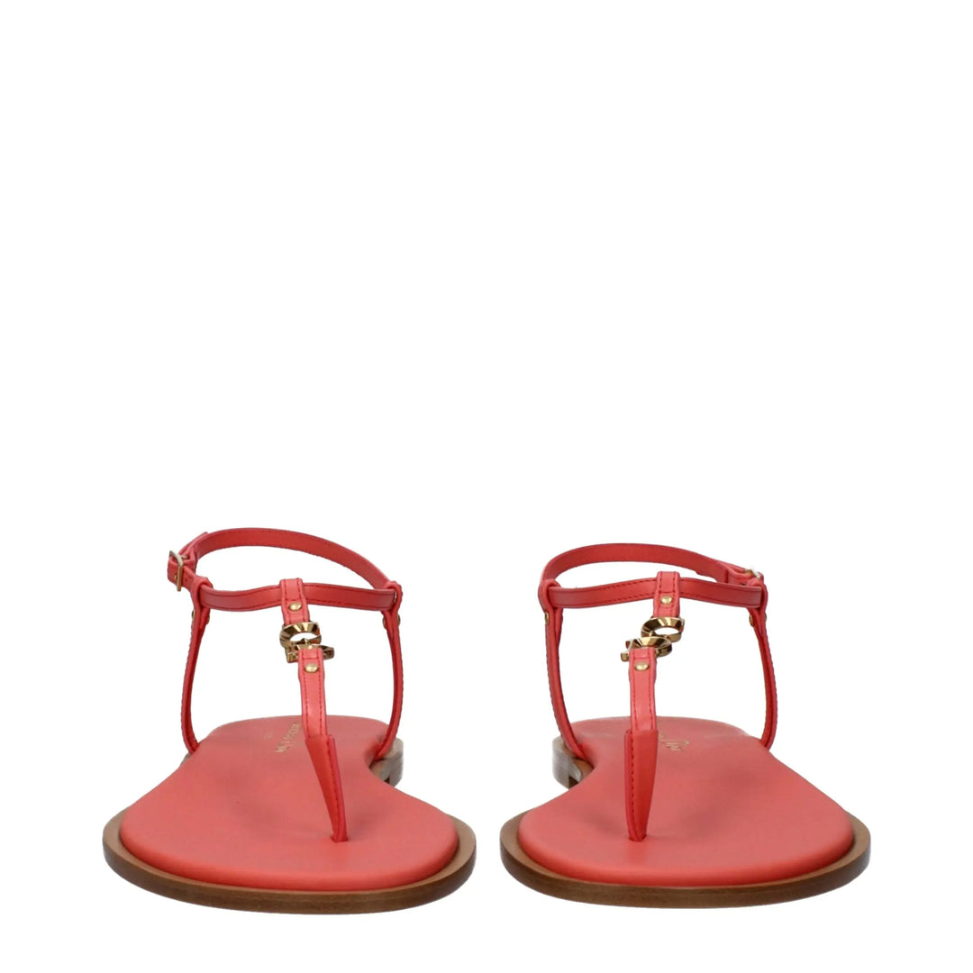 Pink Leather Flip-Flop Sandals Christian Dior