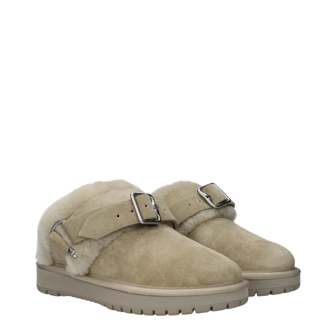 Green Leather Slippers Burberry