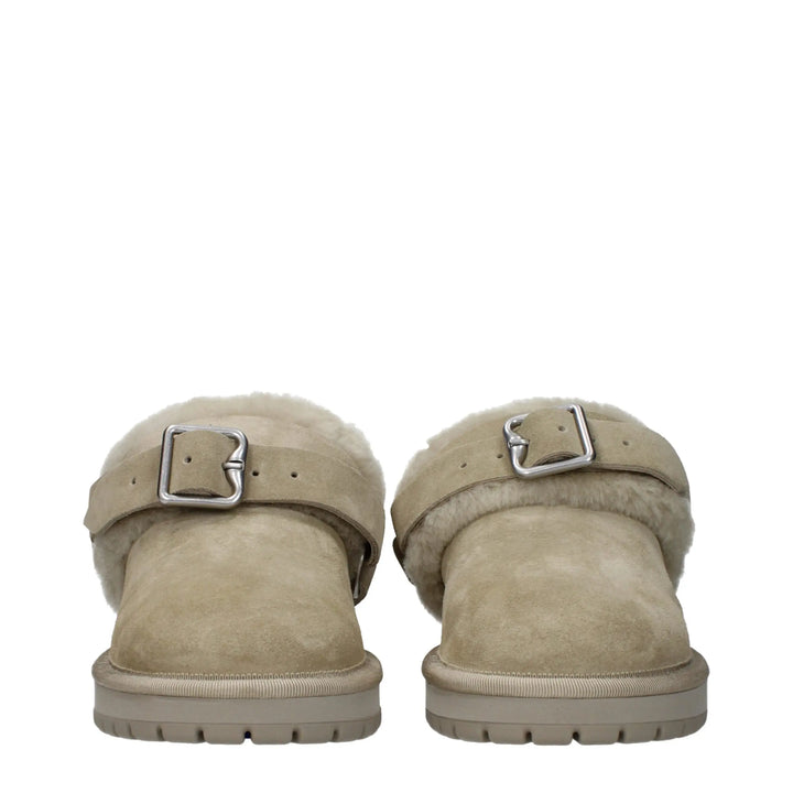 Green Leather Slippers Burberry