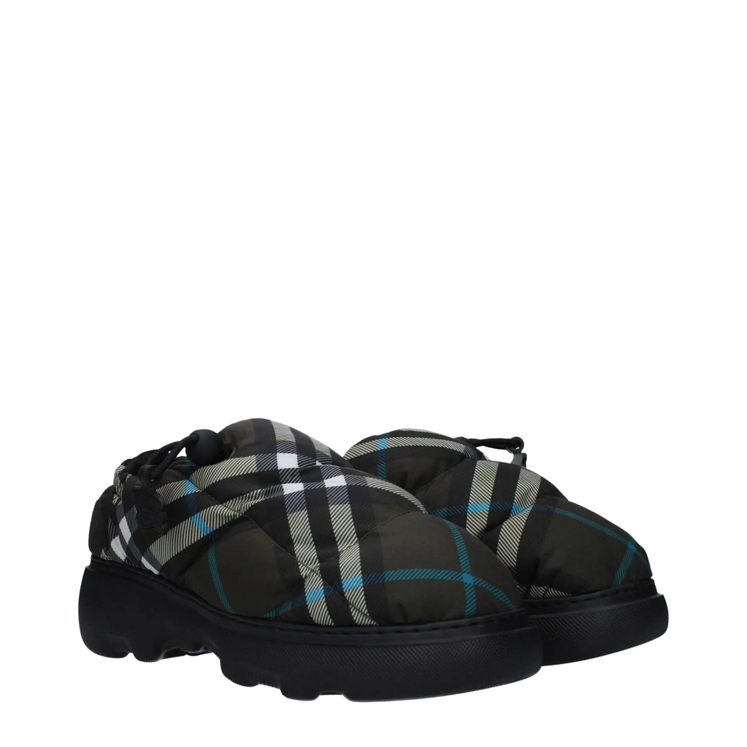 Green Fabric Slip-On Loafers Burberry