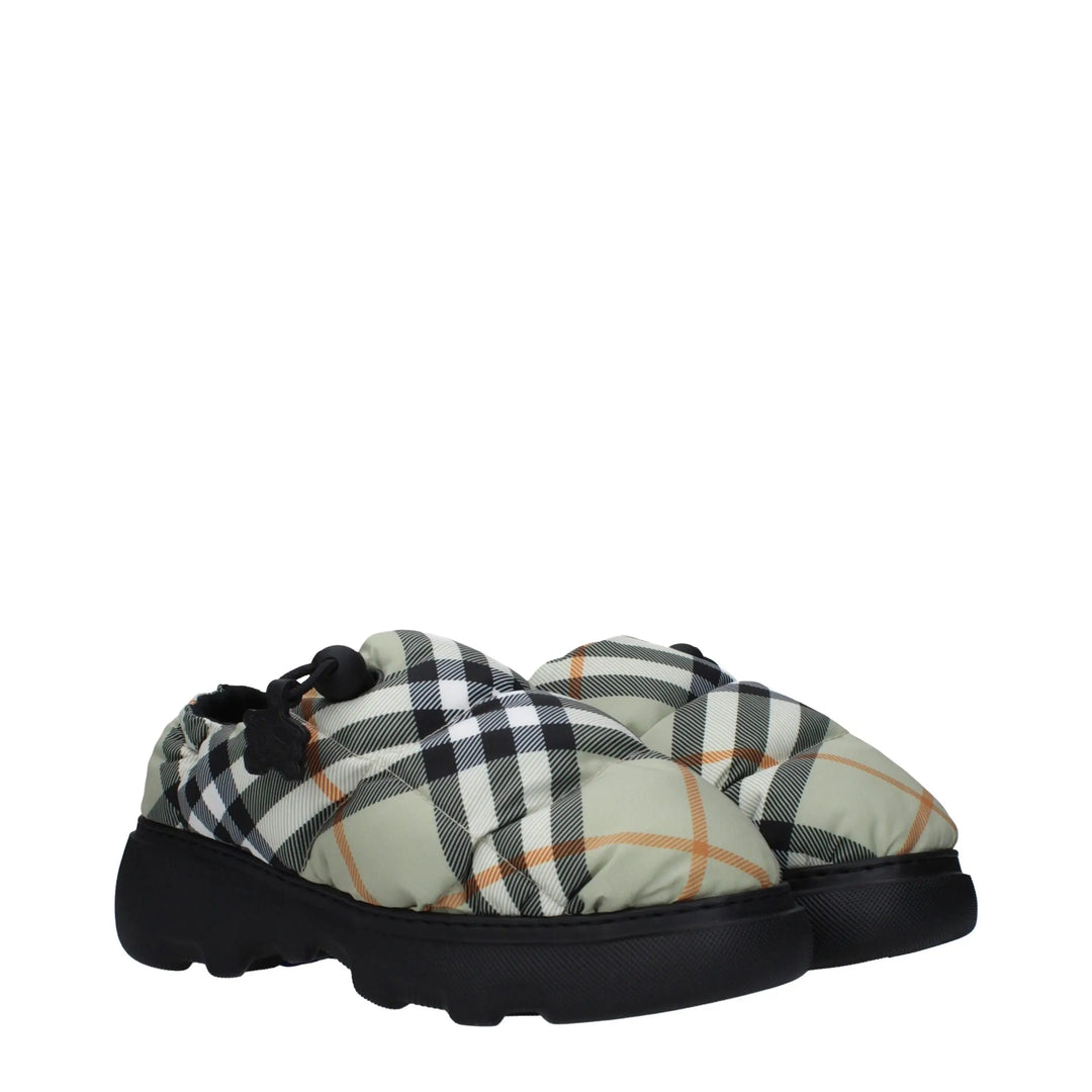 Green Fabric Slip-On Loafers Burberry