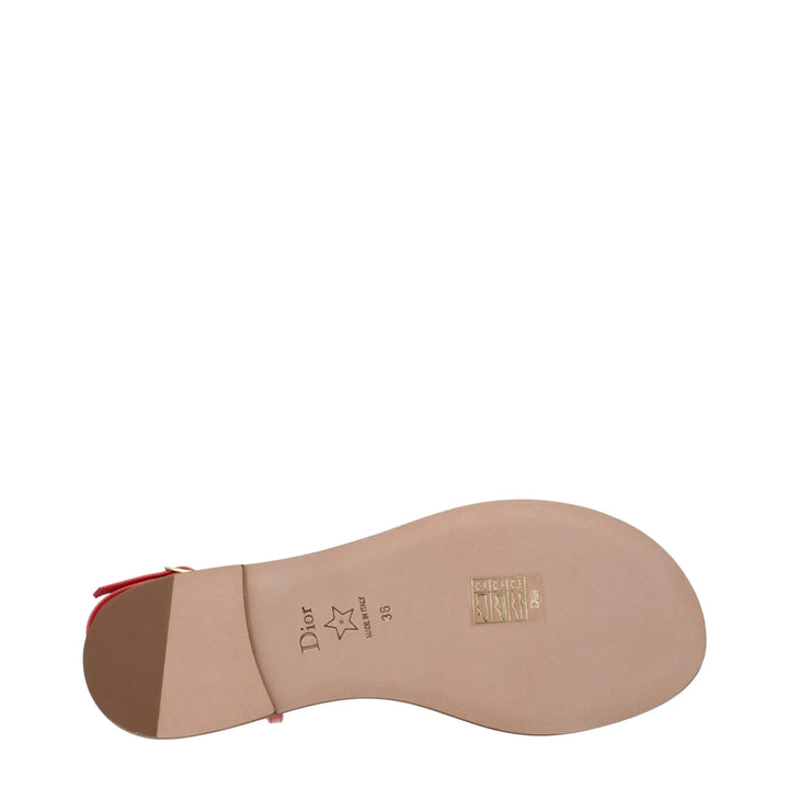 Pink Leather Flip-Flop Sandals Christian Dior