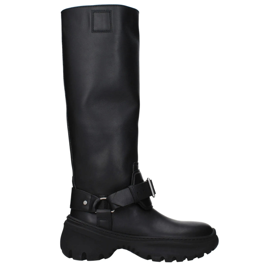 Black Leather Boots Burberry
