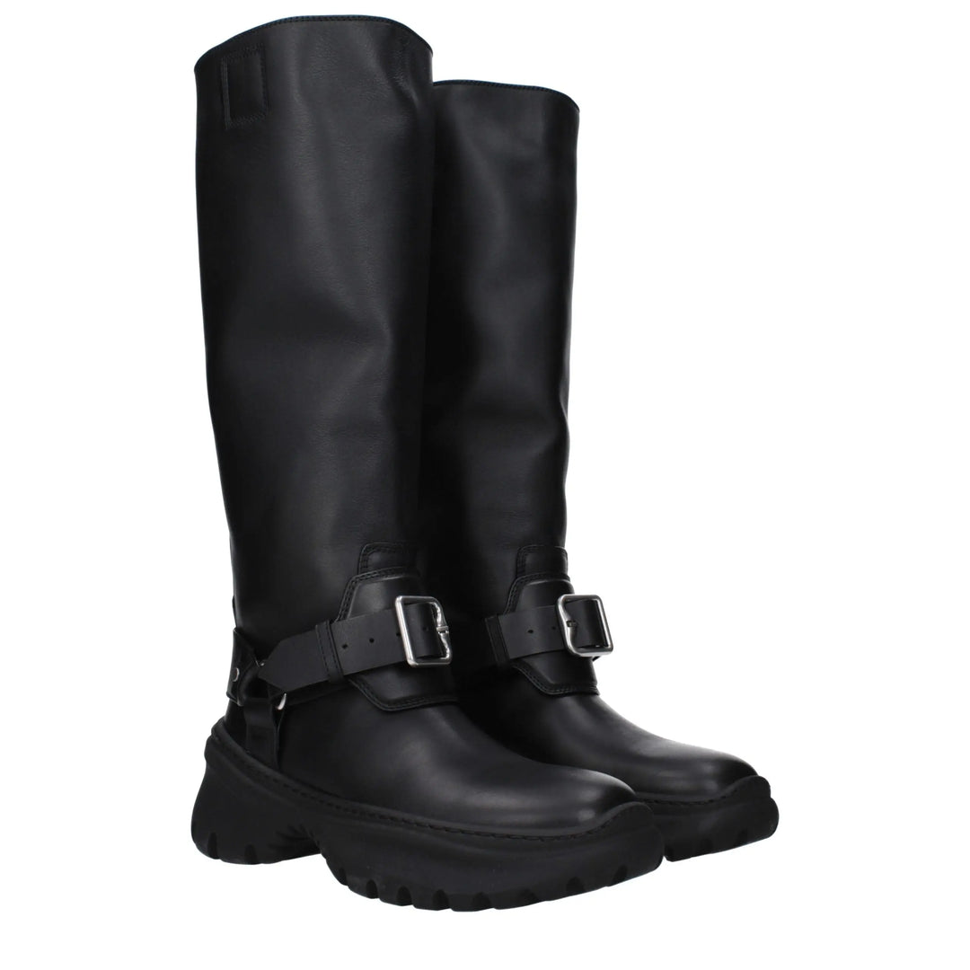 Black Leather Boots Burberry