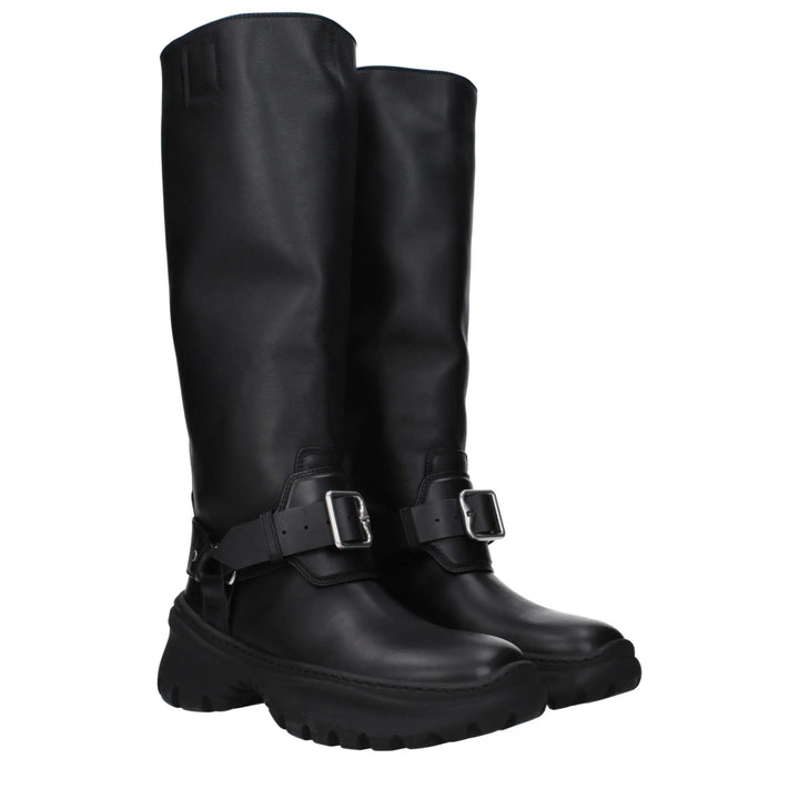 Black Leather Boots Burberry