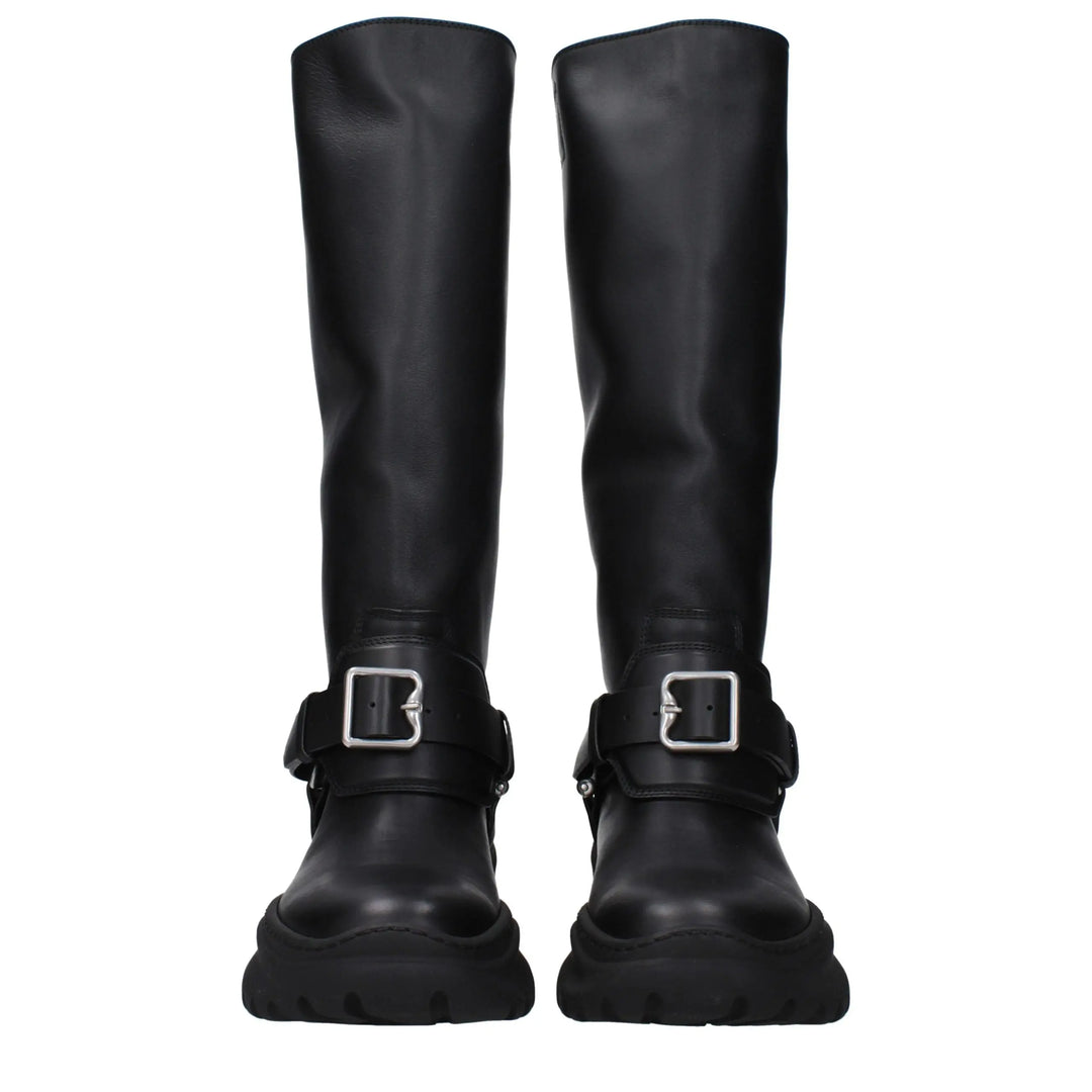 Black Leather Boots Burberry