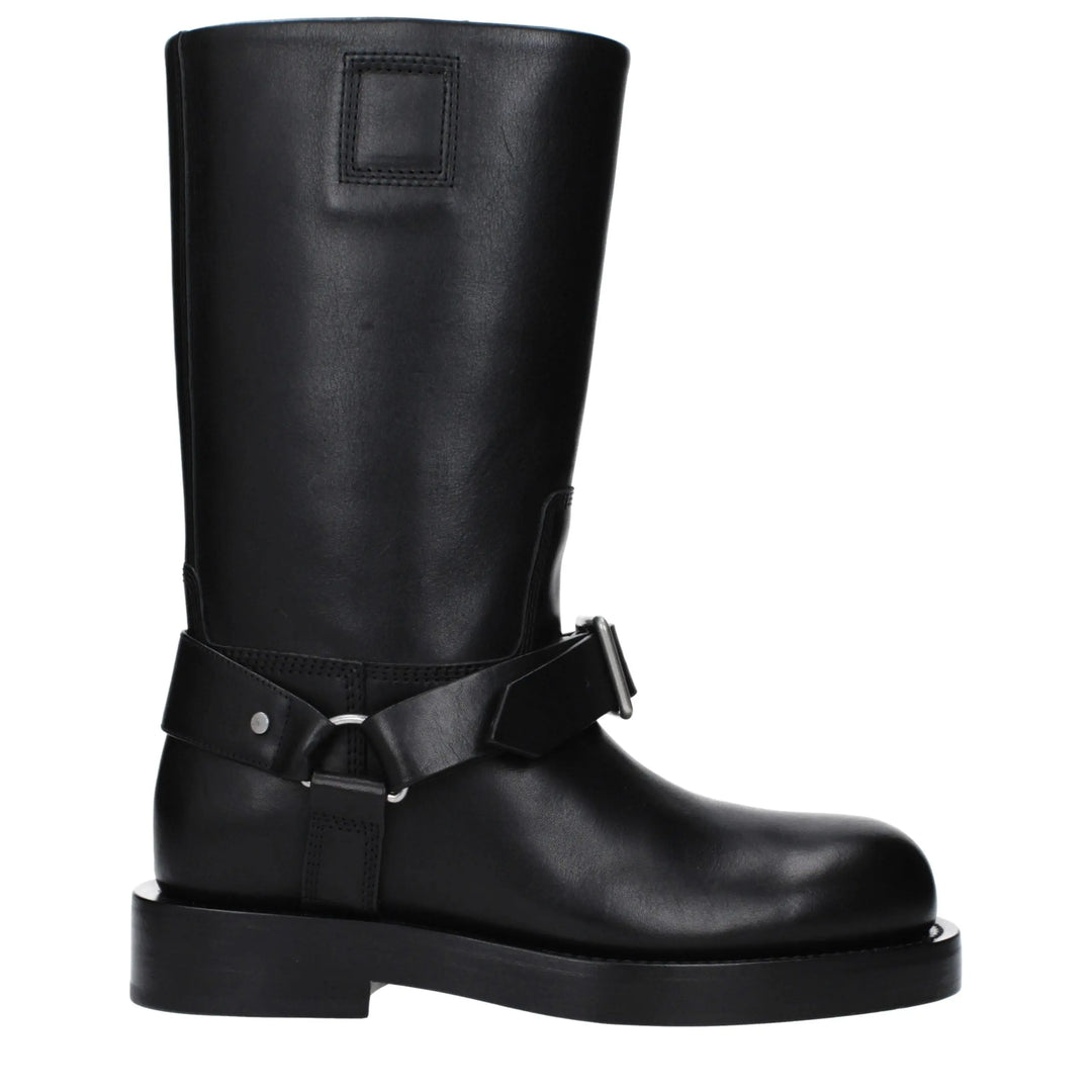 Black Leather Boots Burberry