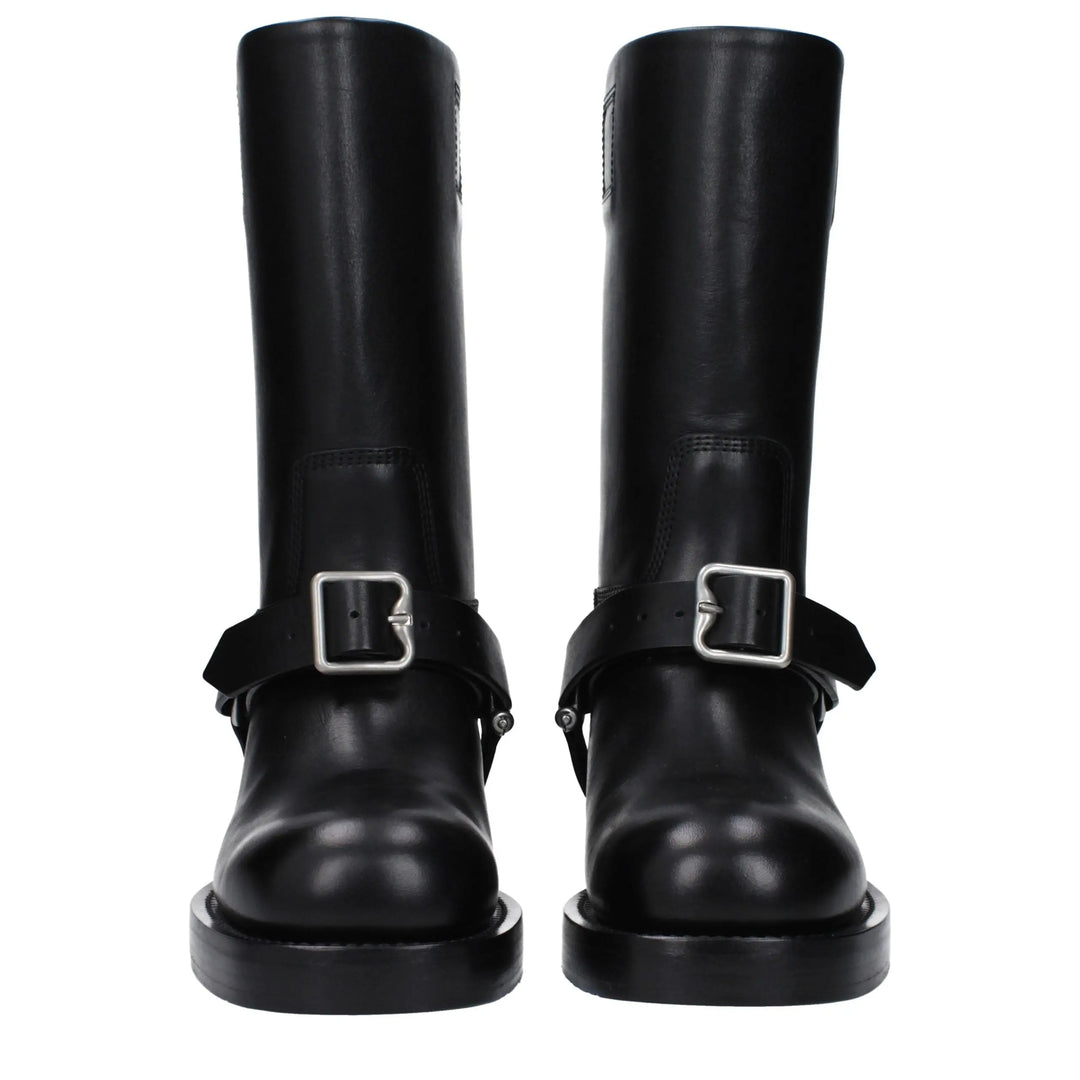 Black Leather Boots Burberry