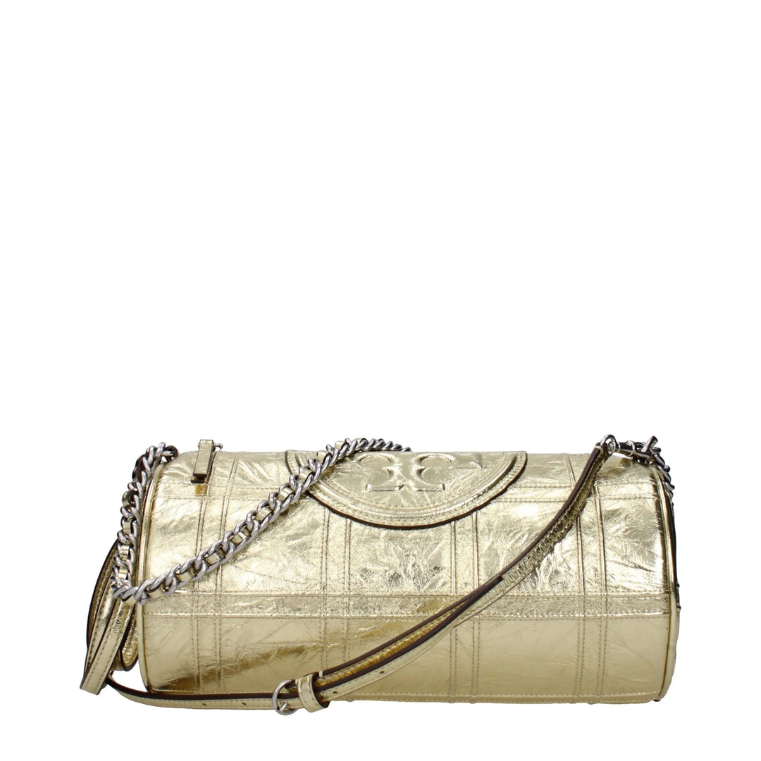 Gold Leather Shoulder Bag Tory Burch
