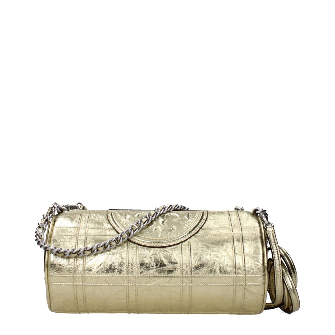 Gold Leather Shoulder Bag Tory Burch