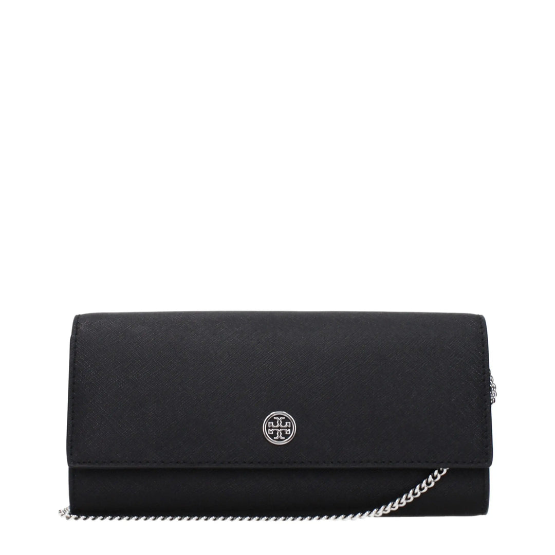Black Leather Clutch Bag Tory Burch