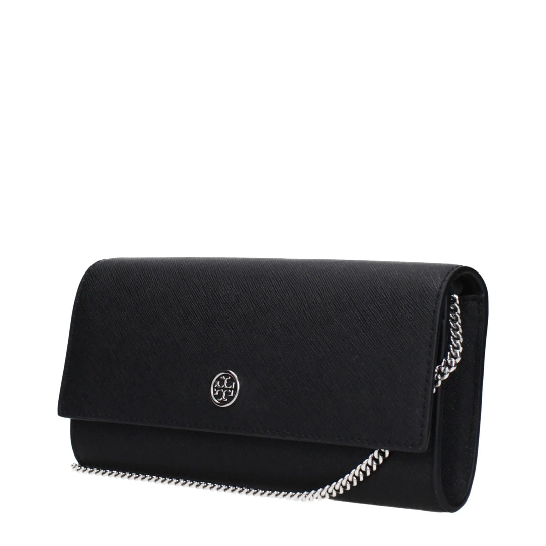 Black Leather Clutch Bag Tory Burch