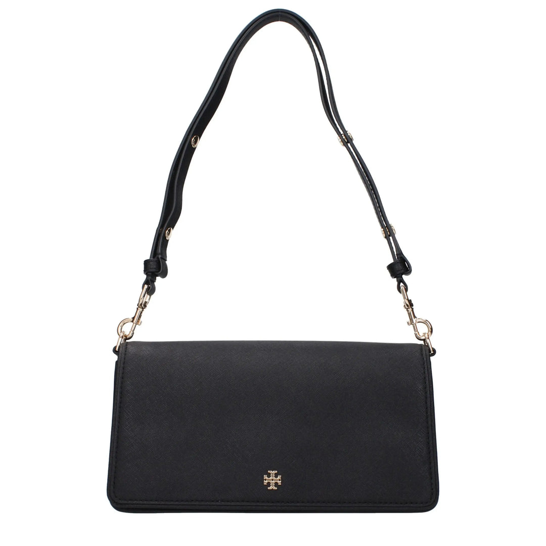 Black Leather Shoulder Bag Tory Burch