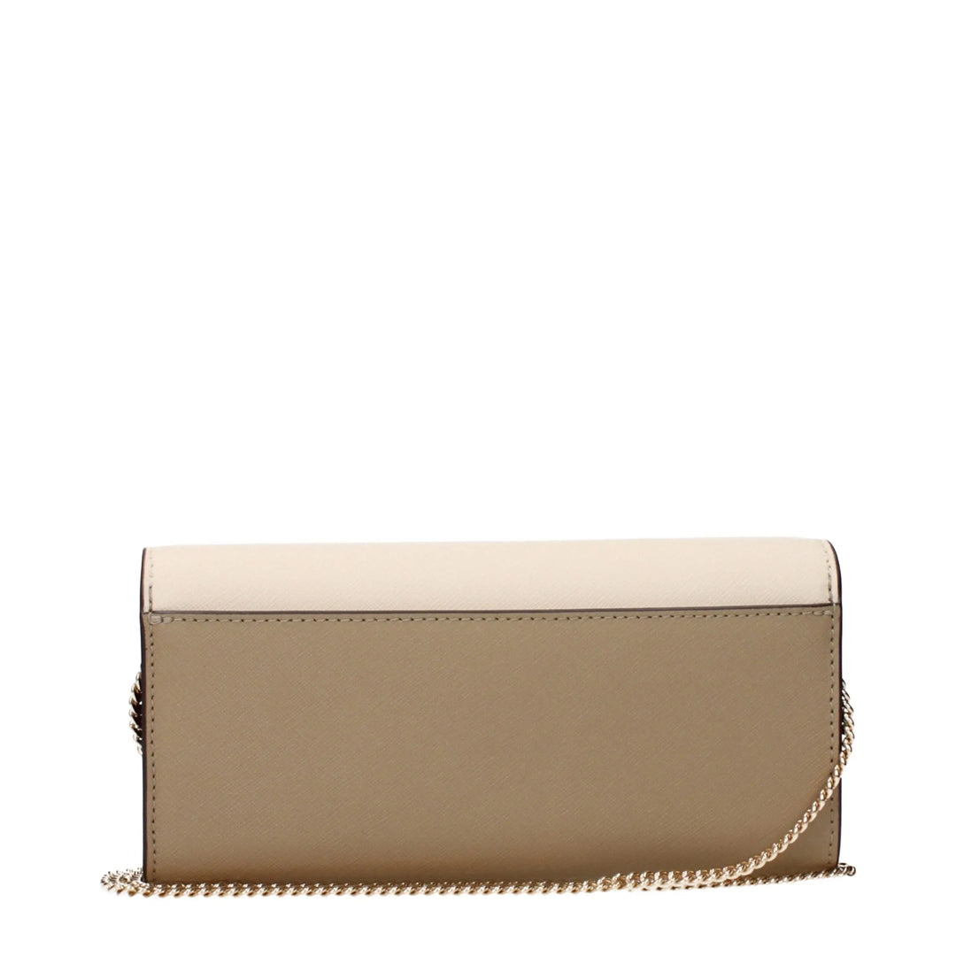 Beige Leather Clutch Bag Tory Burch