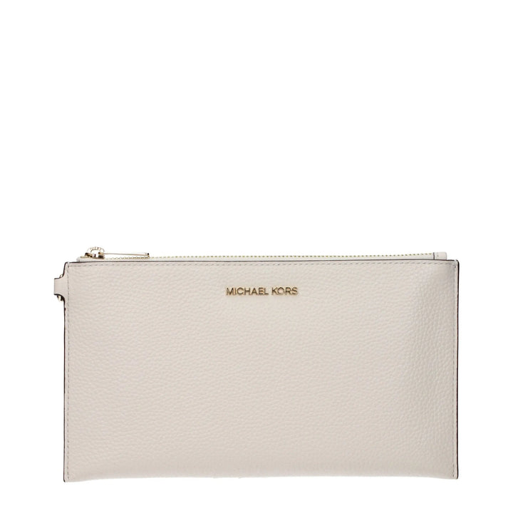 Beige Leather Clutch Bag Michael Kors