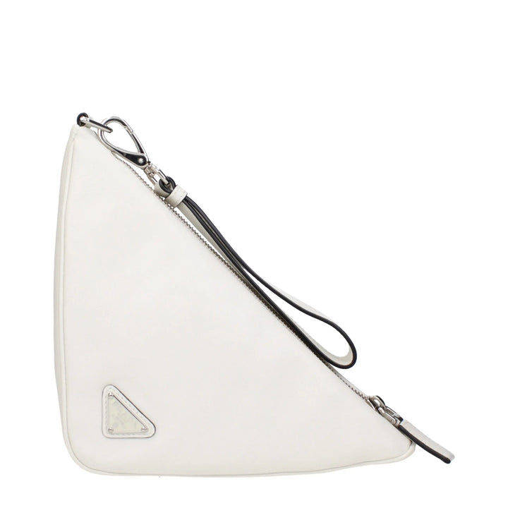 White Leather Clutch Bag Prada
