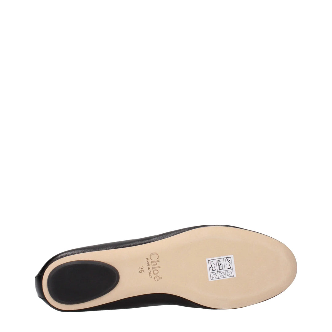 Black Leather Ballet Flats Chloé
