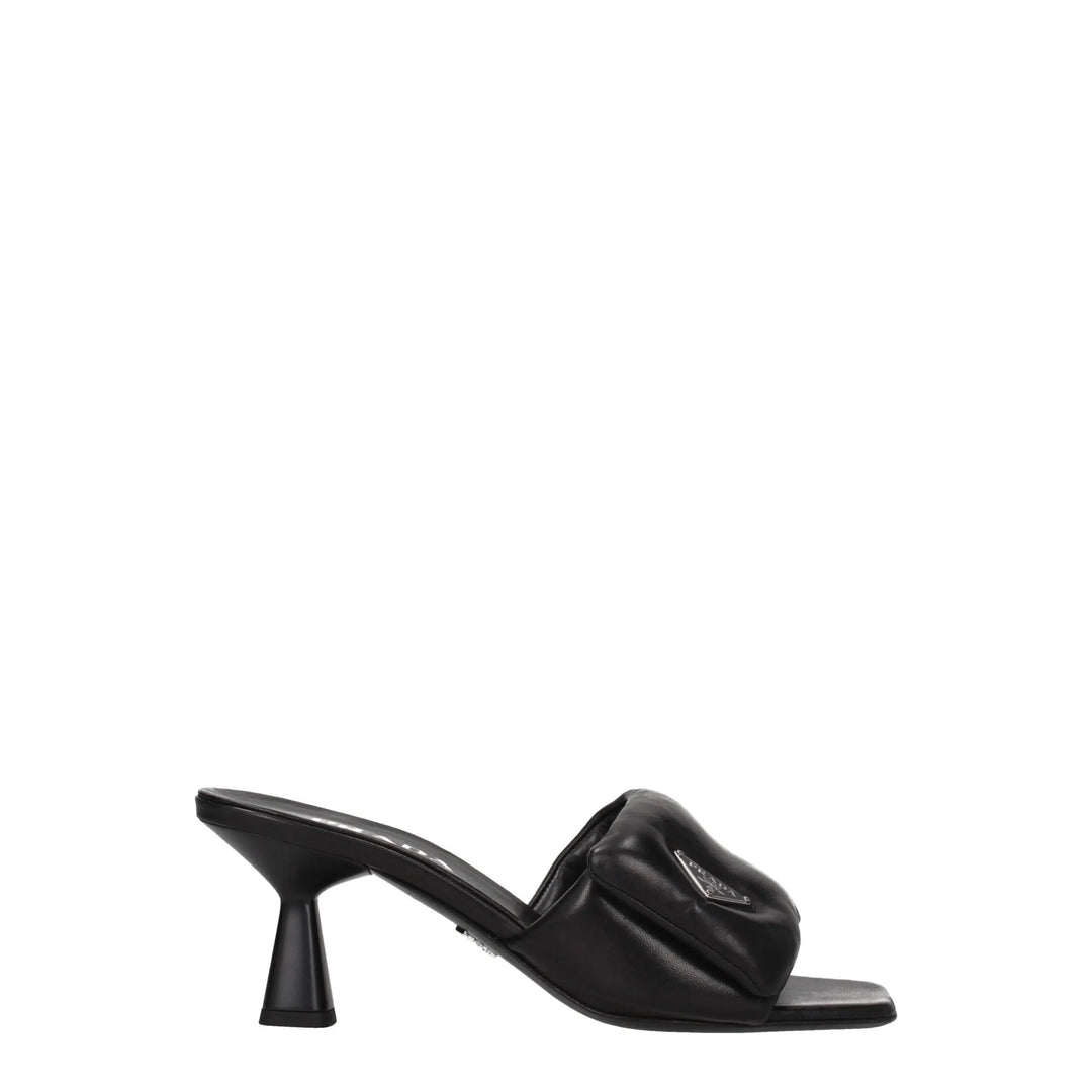 Black Leather Platform Sandals Prada