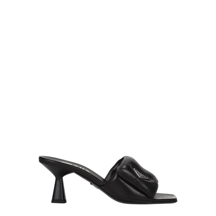Black Leather Platform Sandals Prada