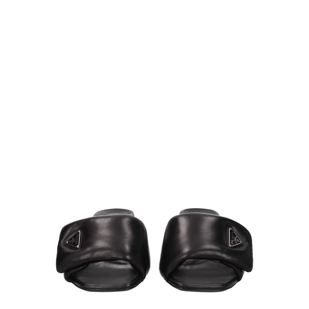 Black Leather Platform Sandals Prada