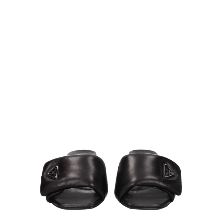 Black Leather Platform Sandals Prada