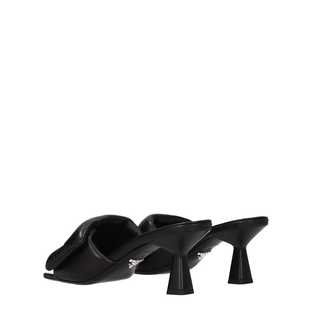 Black Leather Platform Sandals Prada