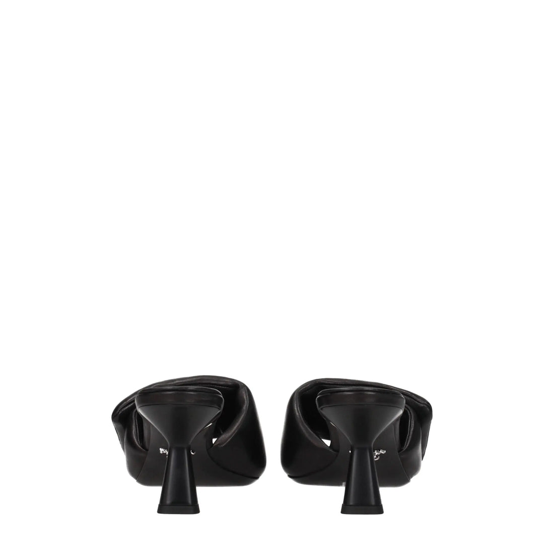 Black Leather Platform Sandals Prada