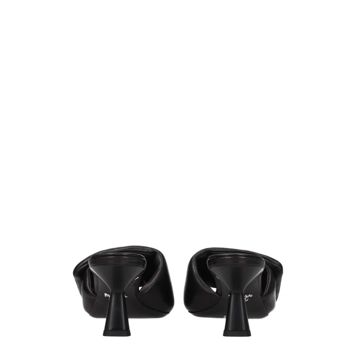 Black Leather Platform Sandals Prada